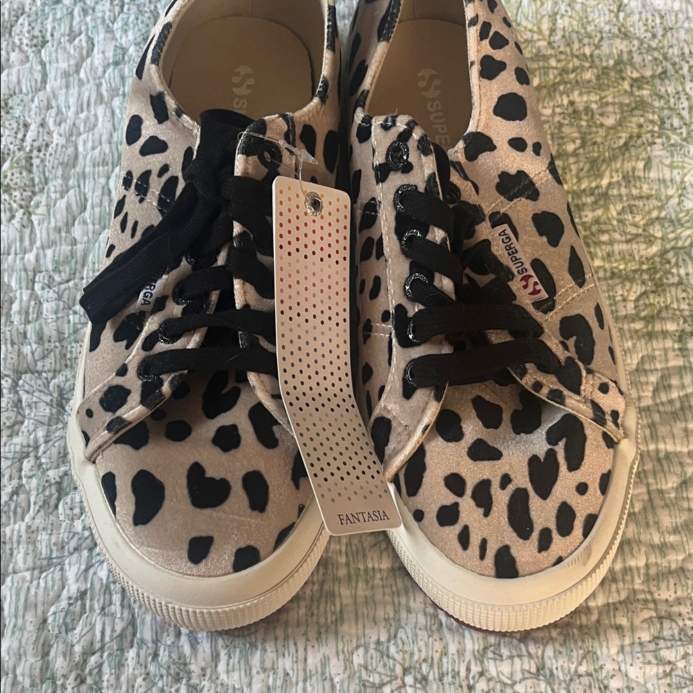 NWT Superga Black and Tan Patterned Sneakers